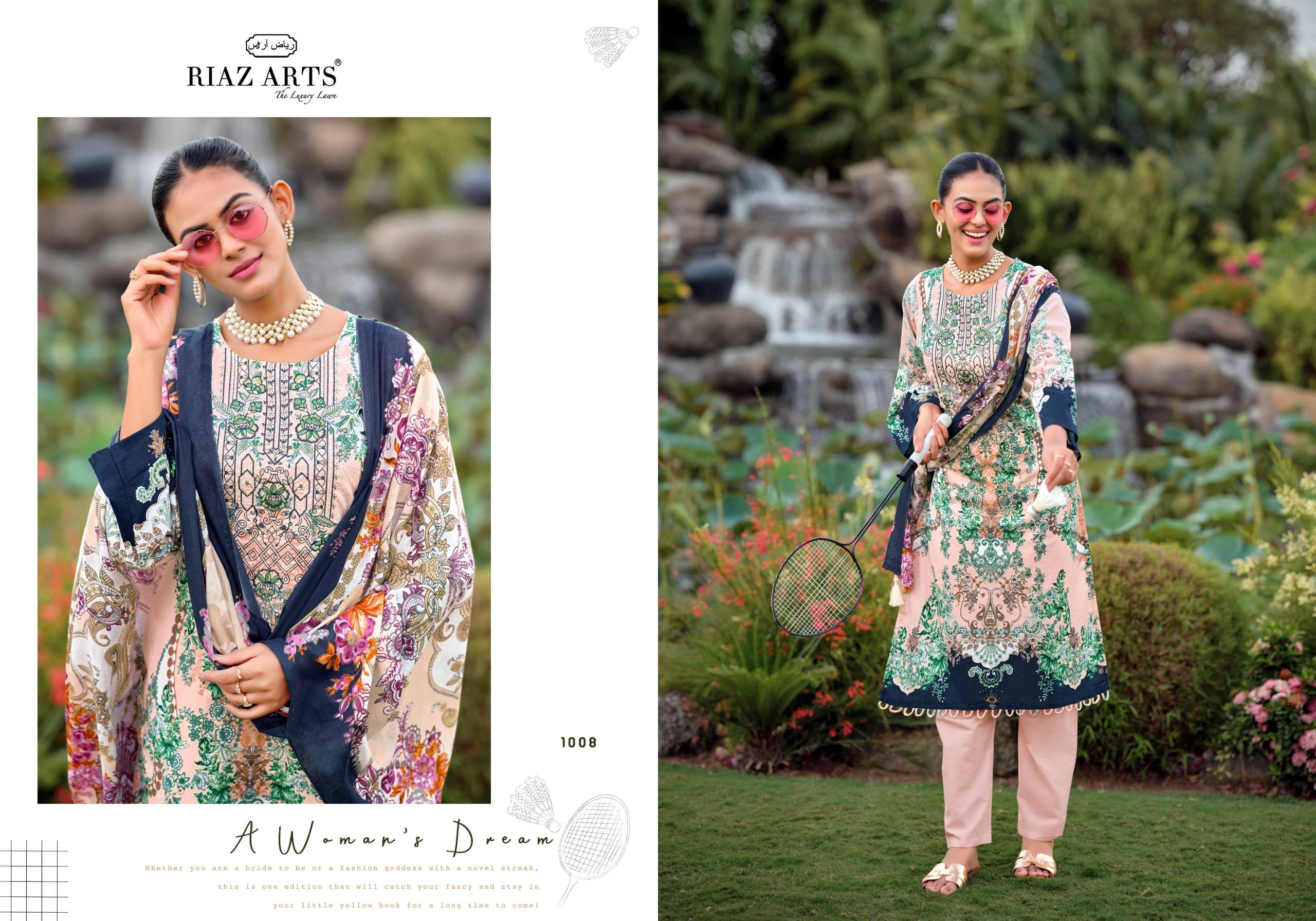 NAYRA VOL-44 By RIAZ ARTS 1001 To 1008 Series Pakistani Suits Ethnic Wear Pure Cotton Dresses At Wholesale
